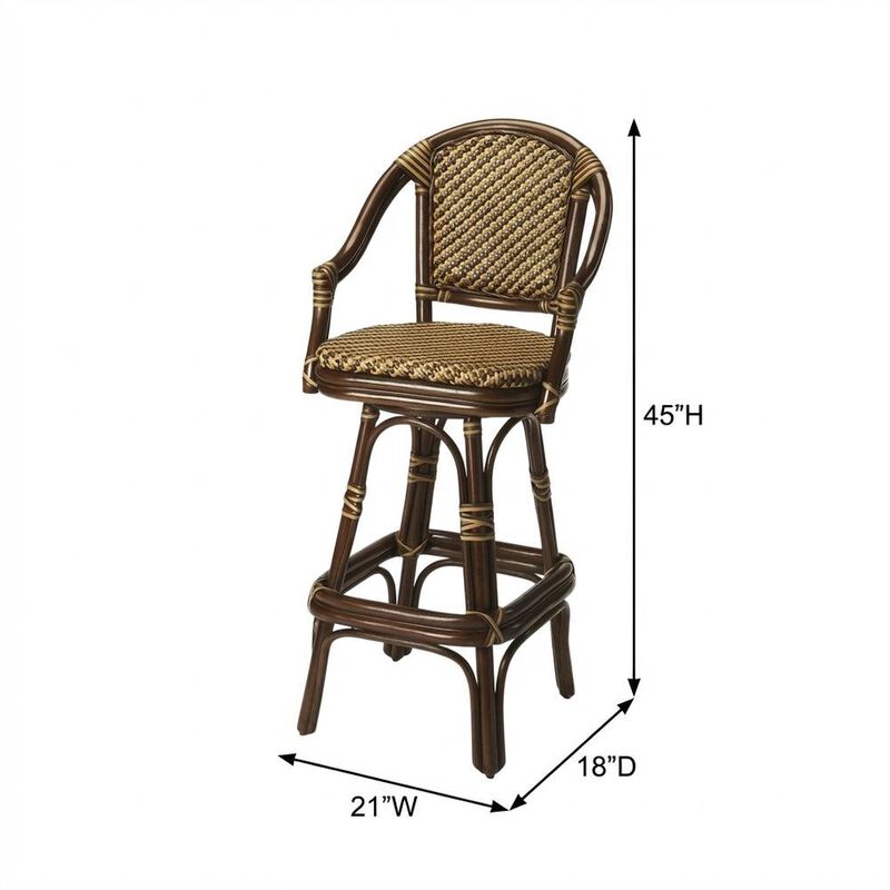 Starlight Canyon Home Rattan Bar Stool with Full Back, Transitional Counter Stool for Kitchen image number 3