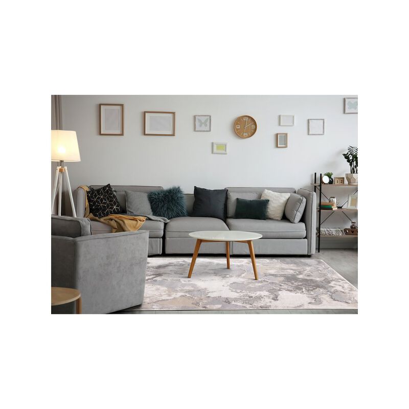 Novelle Home Layla Modern Swirl Beige Grey Cream Rug, 5'3 x 7'7 image number 4