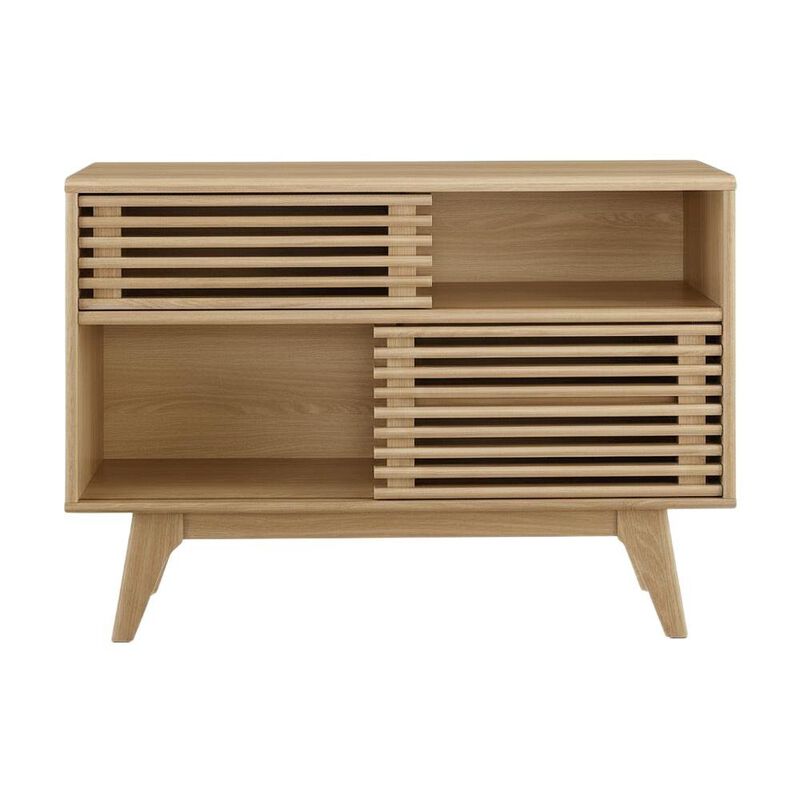 Brown wood TV stand with sleek design and sturdy construction image number 1