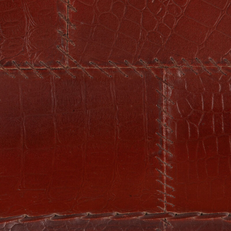 Collapsible Leather and Metal Stool, Russet Brown image number 9