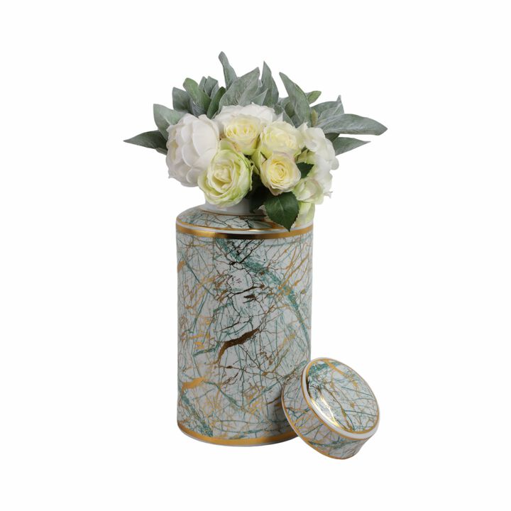 Ceramic 16" Jar With Gold Lid