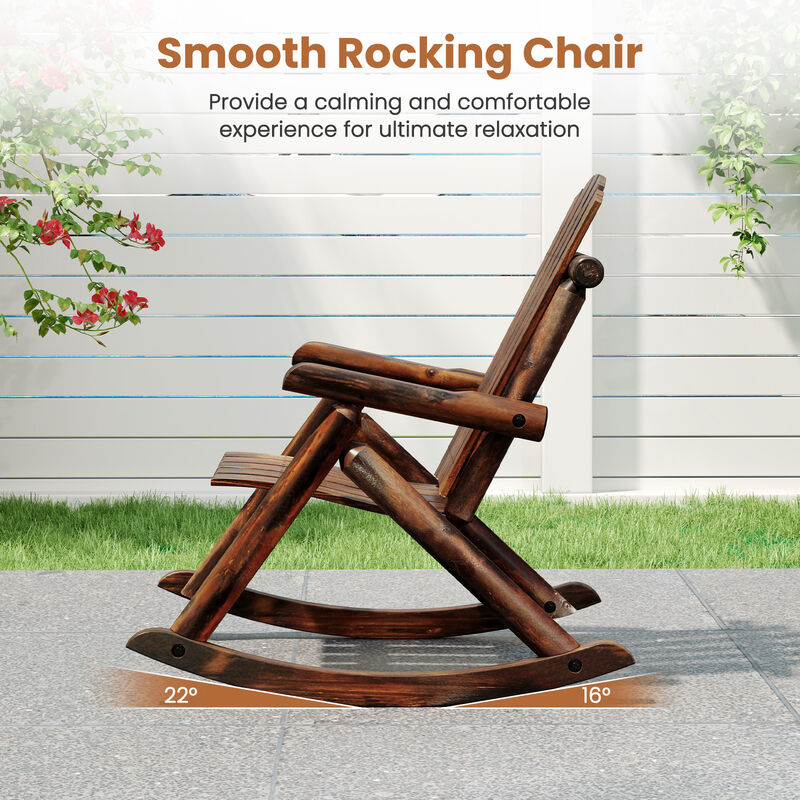 Comfortable Adirondack Rocker &ndash; Solid Wood Chair for Porch, Patio & Lawn