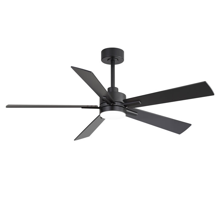 Breezary 52 In Low Profile Ceiling Fan with Light, 5 Blade Fan, 3 CCT Color, 6 Speed Remote Control