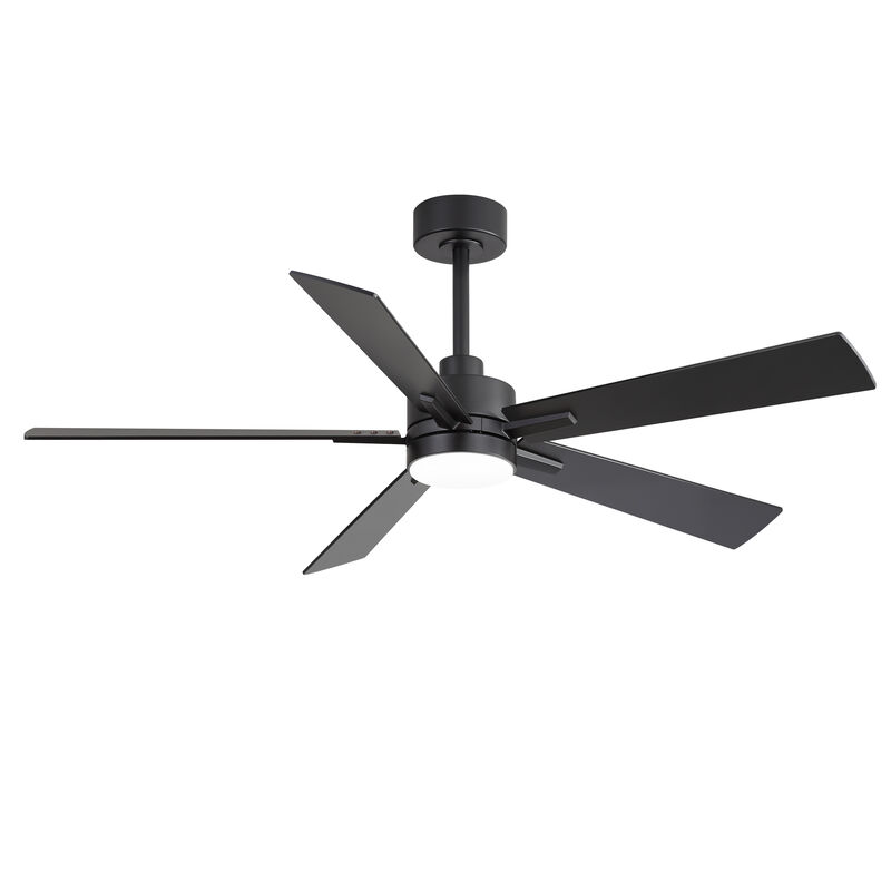Breezary 52 In Low Profile Ceiling Fan with Light, 5 Blade Fan, 3 CCT Color, 6 Speed Remote Control image number 0