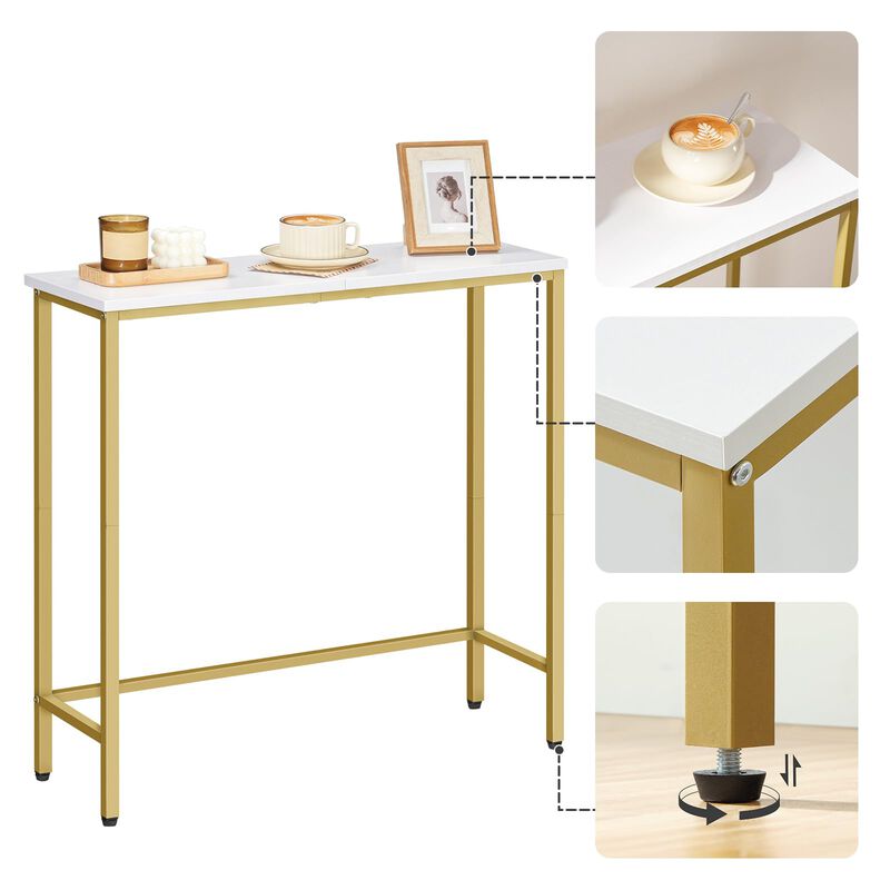 Narrow Entryway Console Table with Space-Saving Design-Gold image number 6