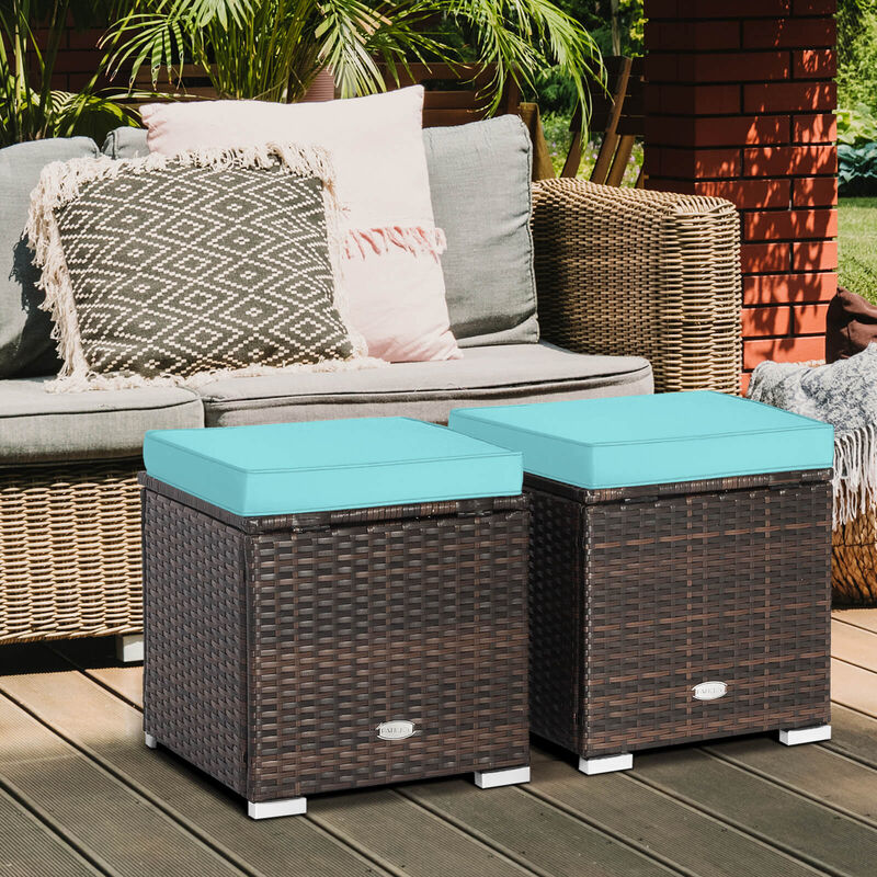 2 Pieces Patio Ottoman with Removable Cushions image number 1
