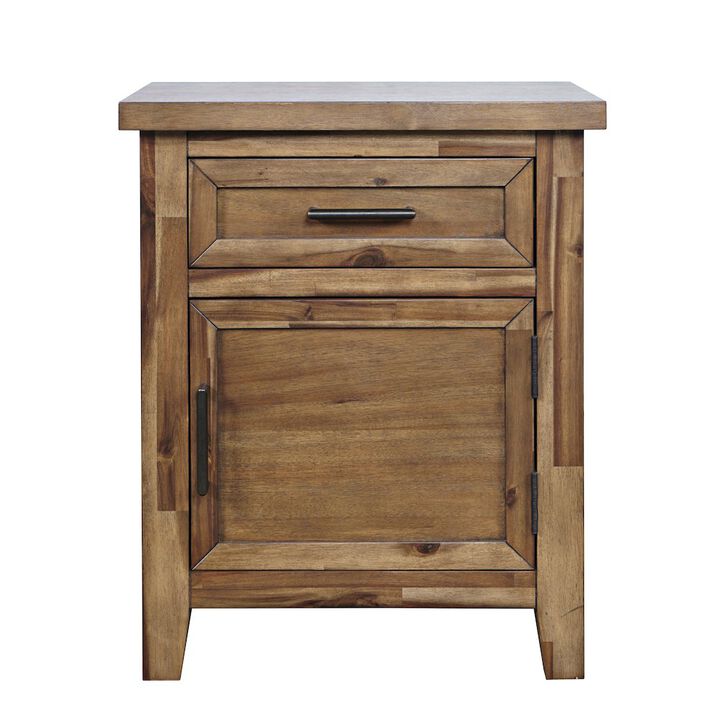 Jofran Claremont Transitional Rustic Wood Accent End Table with Storage