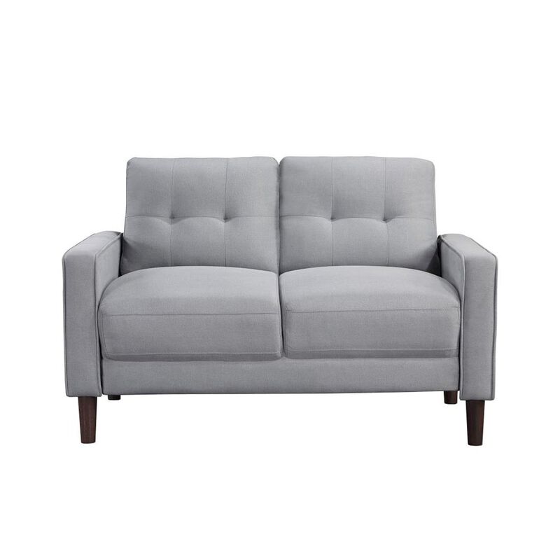 Simple Relax Upholstered Track Arms Tufted Loveseat in Grey and Dark Brown image number 0