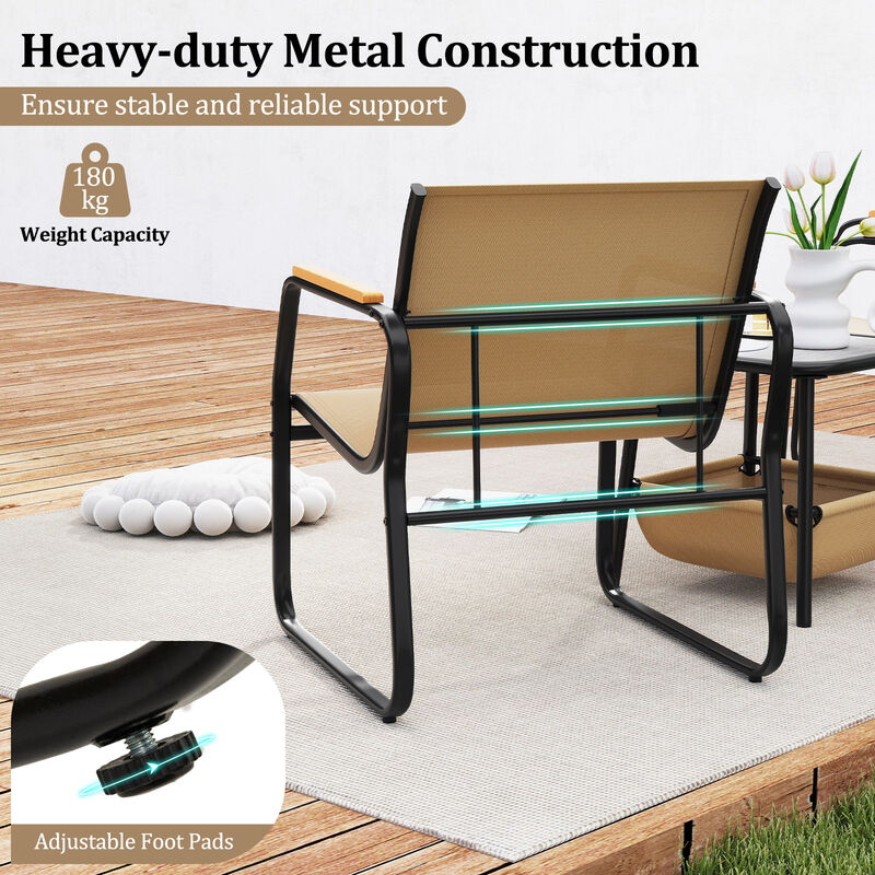 3-Piece Patio Bistro Set Outdoor Conversation Furniture &ndash; Brown image number 5