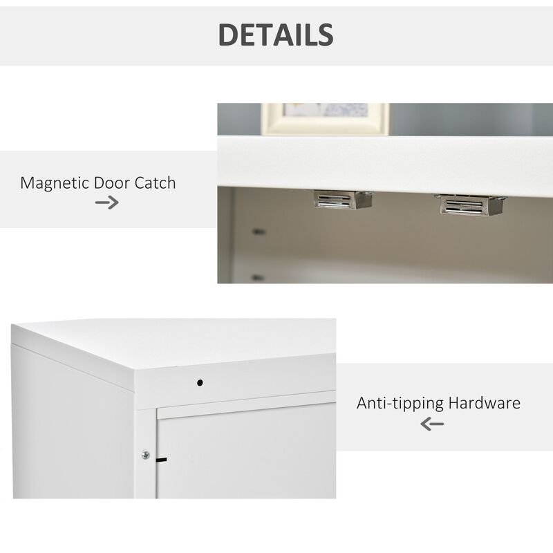 White Steel Storage: Industrial 2-Tier Cabinet for Living Room