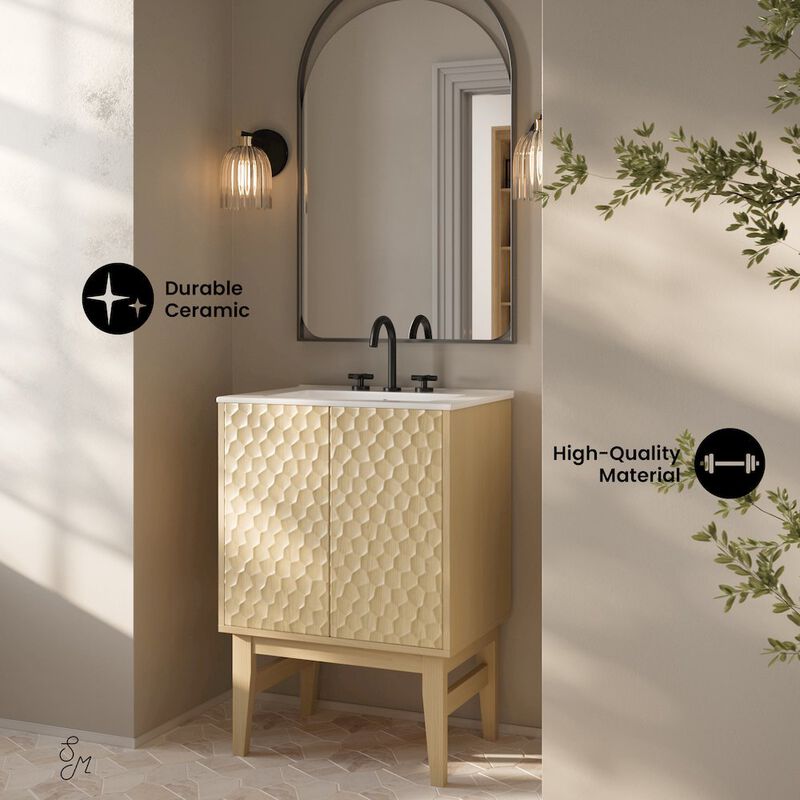 24" Freestanding Bathroom Vanity with 3-Hole Centerset Sink Top image number 2