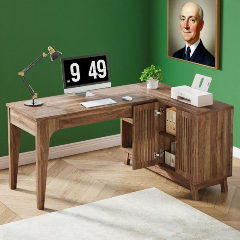 Compact Office Desk with Storage for Small Spaces or Home Office