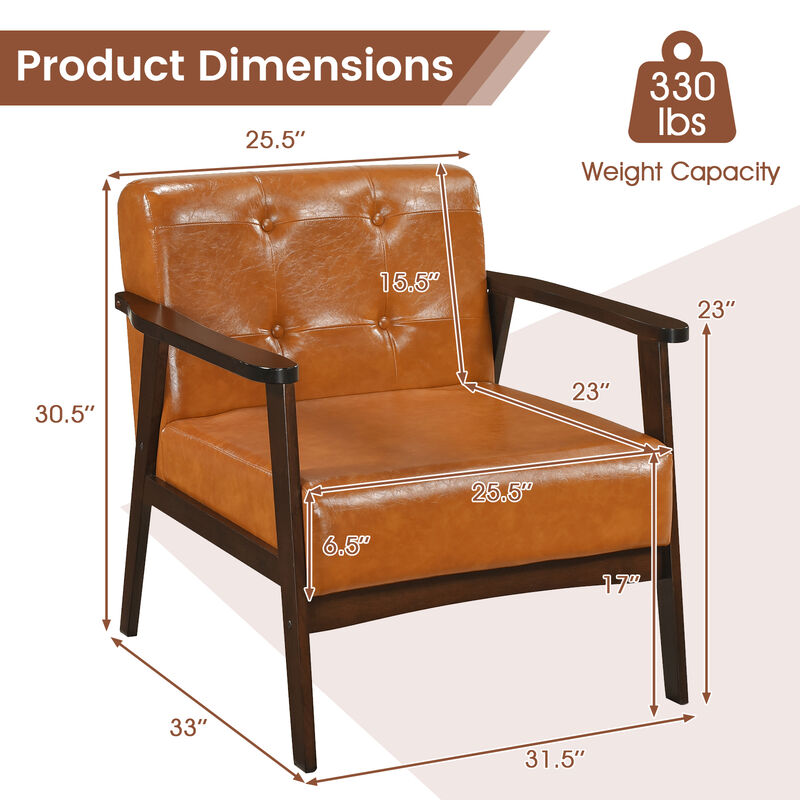 Living Room Accent Chair with Solid Rubber Wood Frame and Comfortable Armrests image number 2