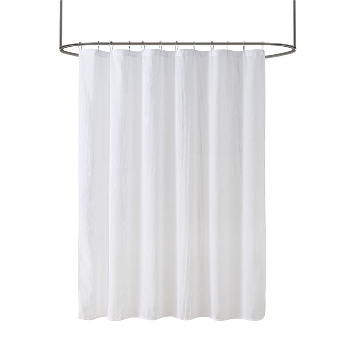 Gracie Mills Myra Solid Striped Sheer Shower Curtain