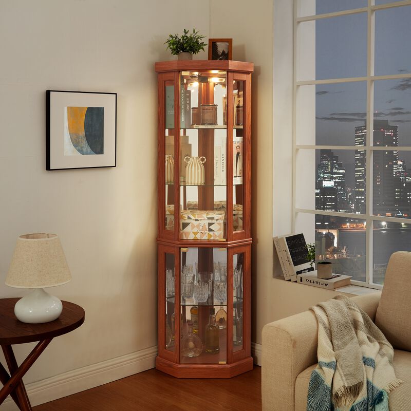 Fenket Corner Glass Curio Cabinet image number 2