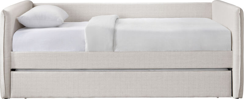 Meridian Furniture Colton Cream Linen Textured Fabric Twin Daybed