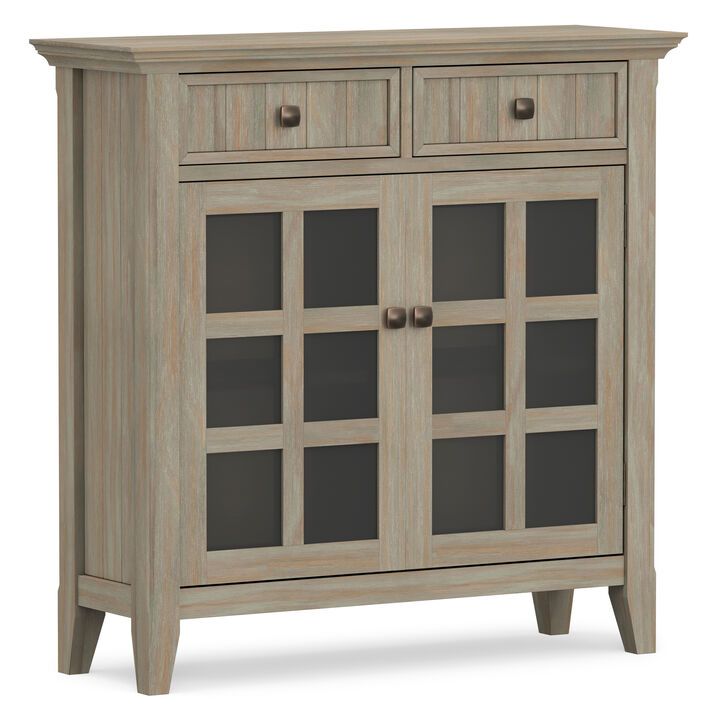 Acadian SOLID WOOD 36 inch Wide Transitional Entryway Hallway Storage Cabinet in Distressed Grey