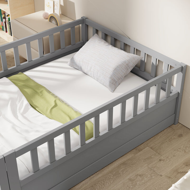 Merax Twin Size Floor bed, integral construction with super high security barrier image number 4