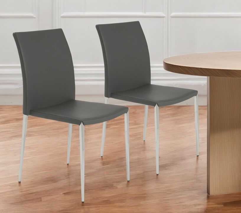 Set of 2 Stacking Chairs with Steel Frame and Faux Leather Seat