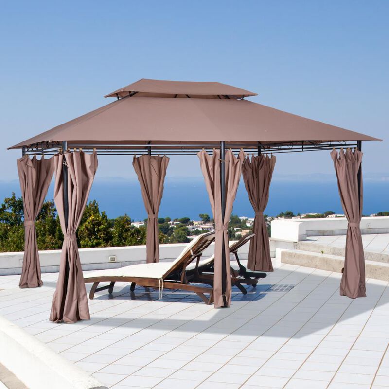 Hivvago 10' x 13' Patio Gazebo with Curtains and Vented Roof image number 1