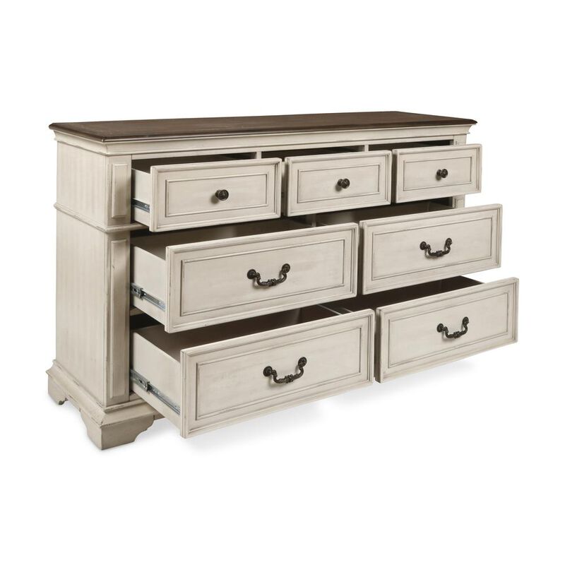 New Classic Furniture Furniture Anastasia 7-Drawer Solid Wood Dresser in Antique White