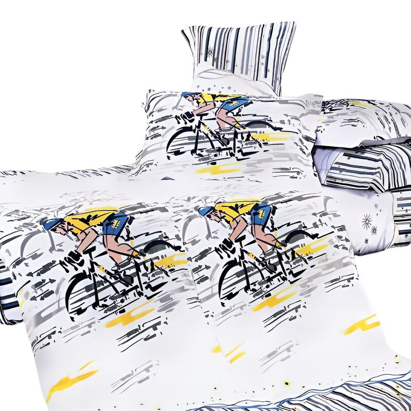 4 Piece King Cotton Duvet Cover Set Sporting Theme Design image number 1