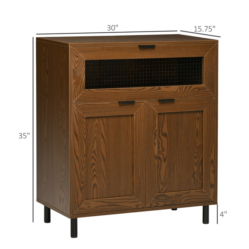 Kitchen Storage Sideboard Buffet Cabinet w/ Recessed Door for Dining Room Grey