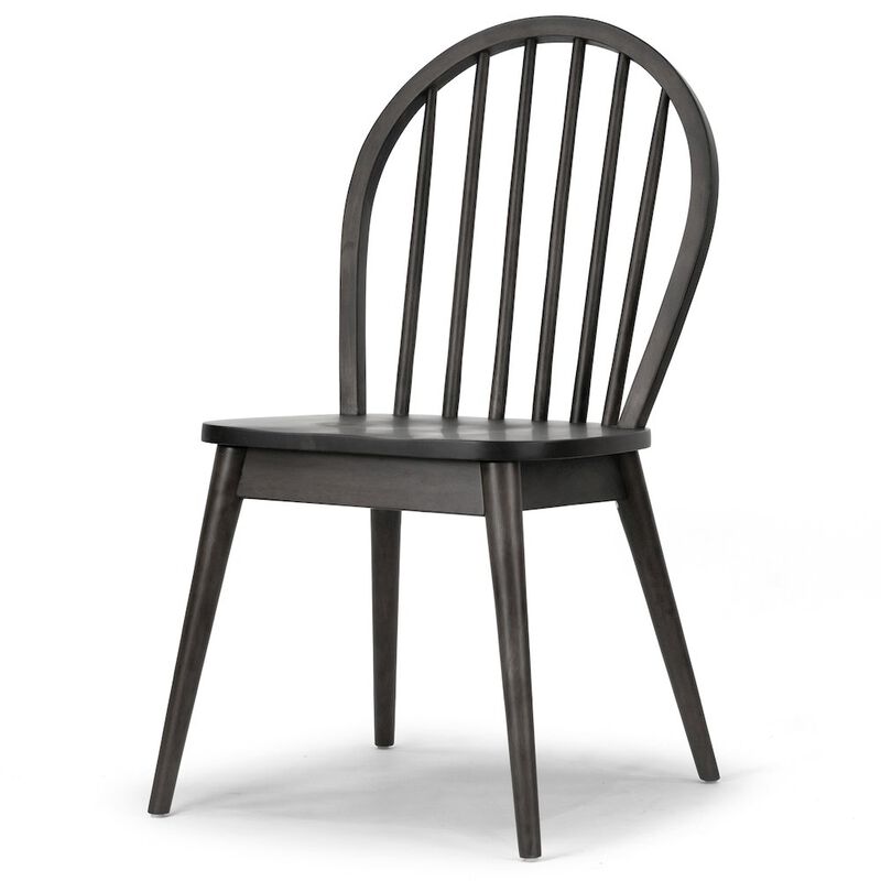 Glamour Home Set of 2 Astra Black Solid Wood Chair with Windsor Back