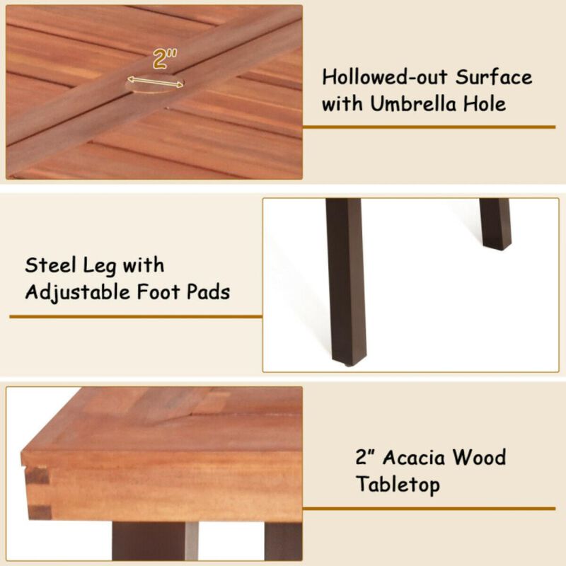 Hivvago Rectangular Acacia Wood Rustic Dining Furniture Table