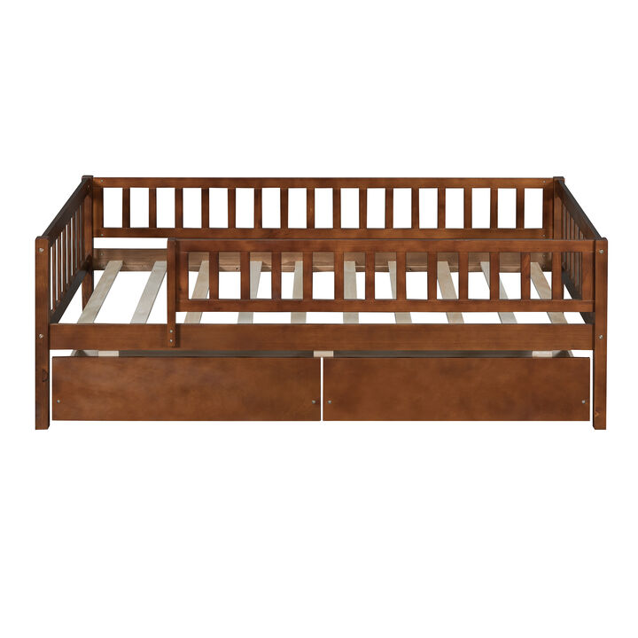 Whisen Twin Size Daybed Wood Bed with Two Drawers