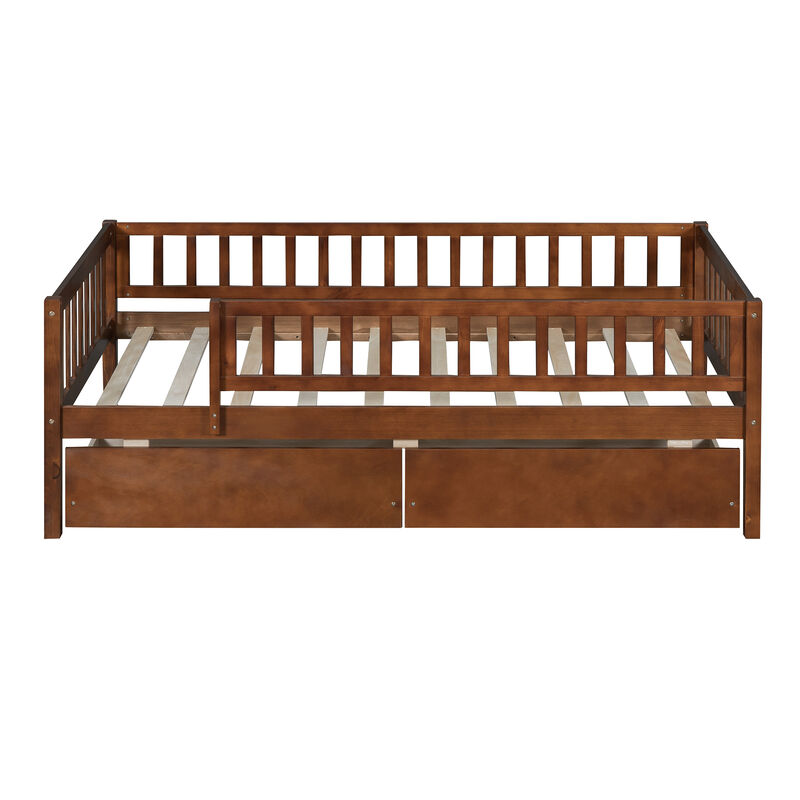 Whisen Twin Size Daybed Wood Bed with Two Drawers image number 0