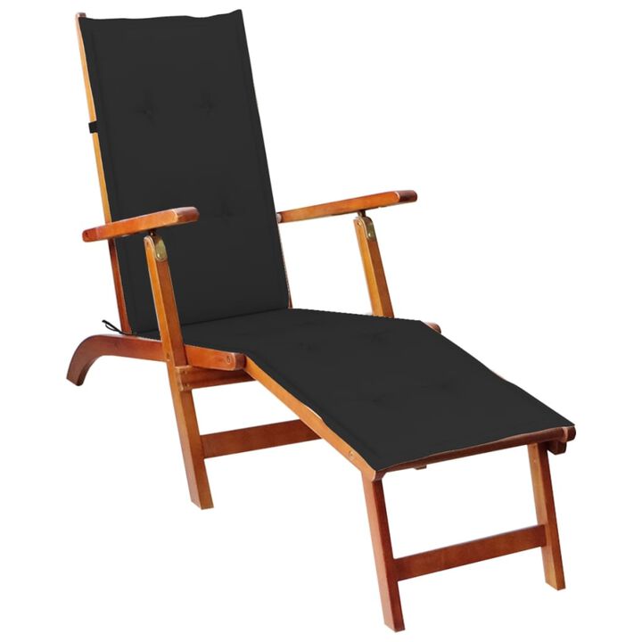 vidaXL Deck Chair Cushion Black (29.5"+41.3")x19.7"x1.6"