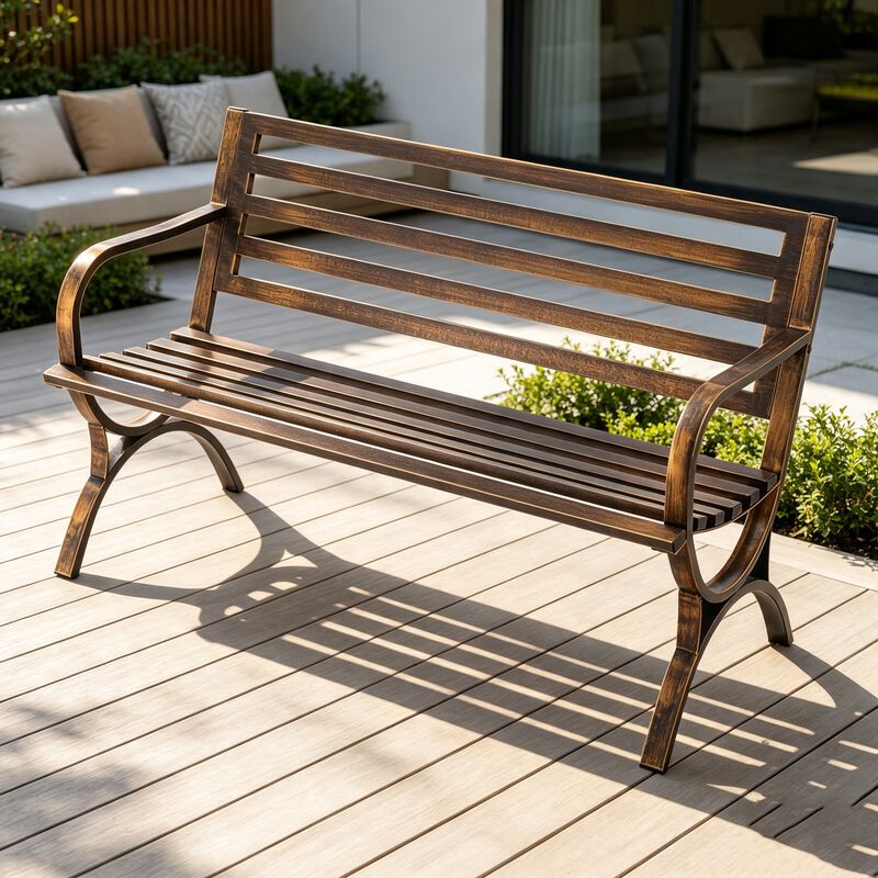 Jabseg 50 Inch Vintage Metal Patio Bench image number 1