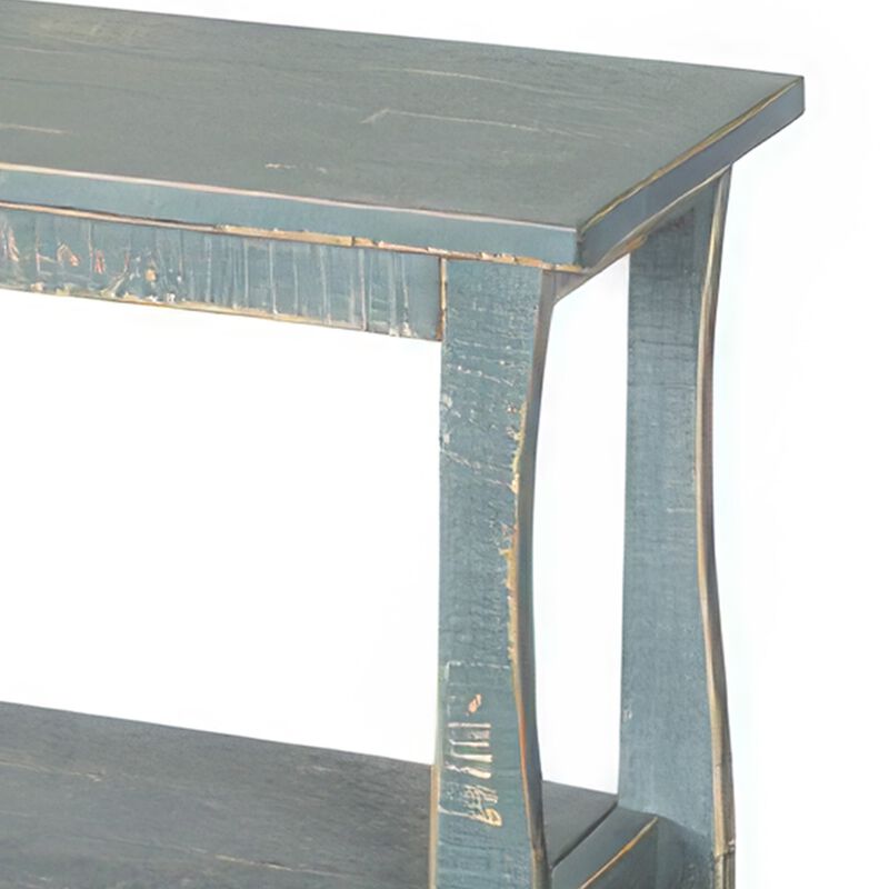 Rena Side End Table, Scallop Trim, 28 Inch Seagrass Green Mahogany image number 2