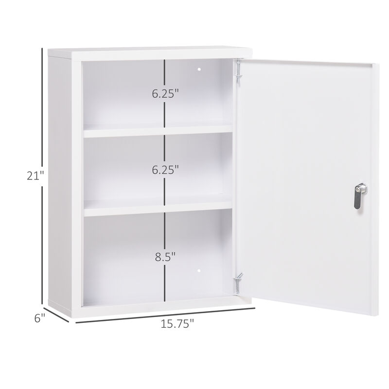 Medicine Cabinet with Lock, Storage Shelves, Locking Medical Cabinet