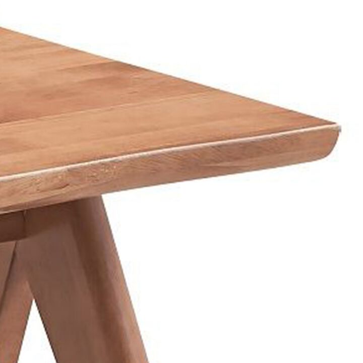 Tina 22 Inch Side End Accent Table, Angled Legs, Natural Wood Brown Finish