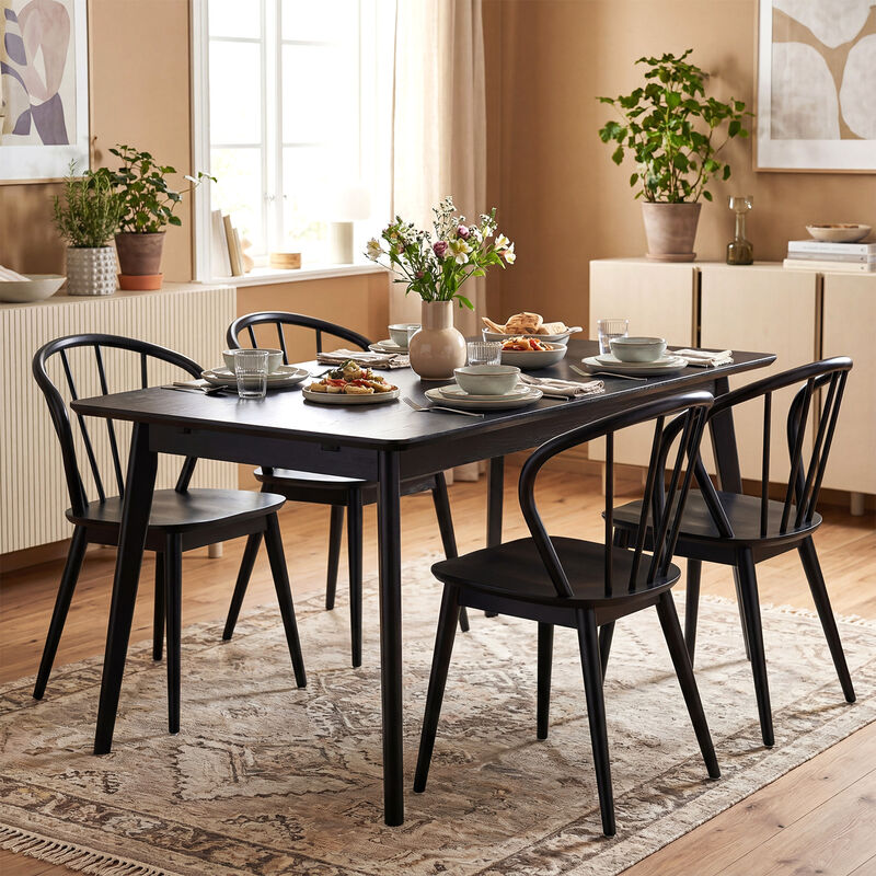 High Spindle Back Wooden Dining Chair Set of 2 with Wide Seat image number 5