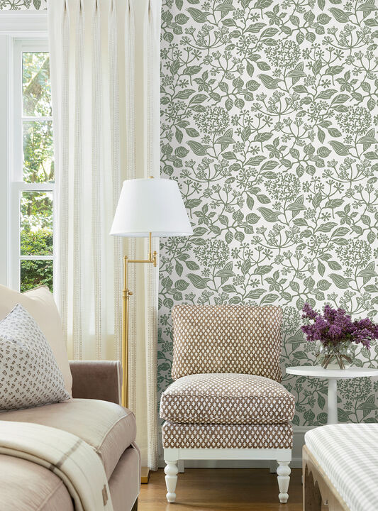 Rowen Olive Botanical Wallpaper