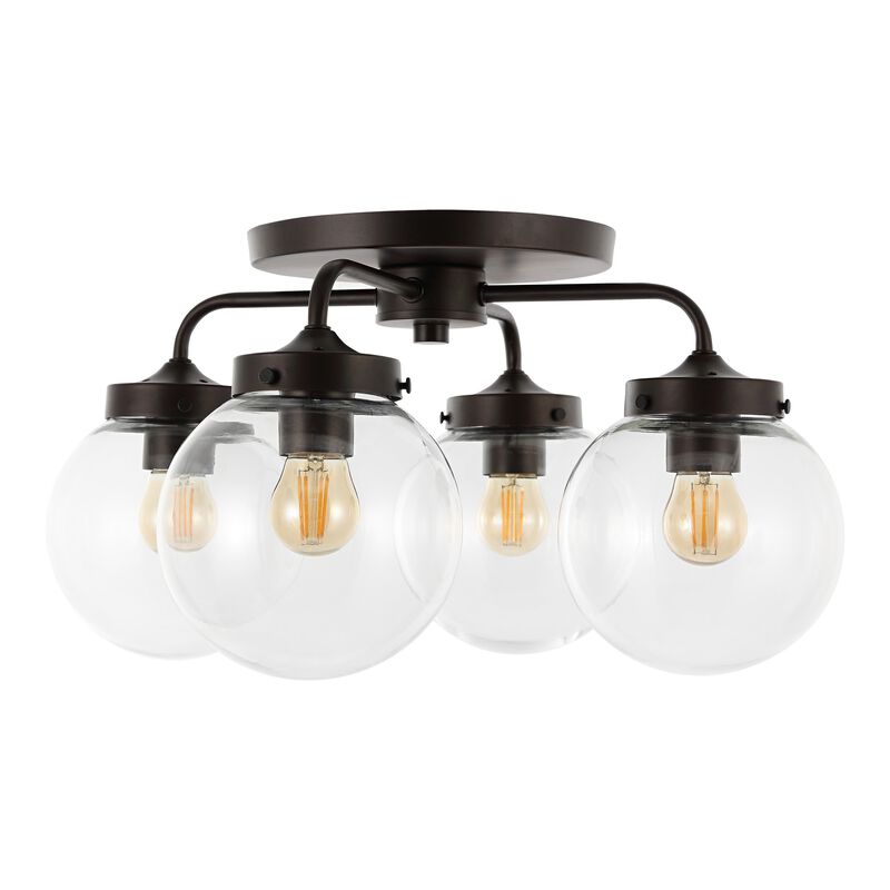 Piper Farmhouse Rustic Iron/Glass LED Semi Flush Mount