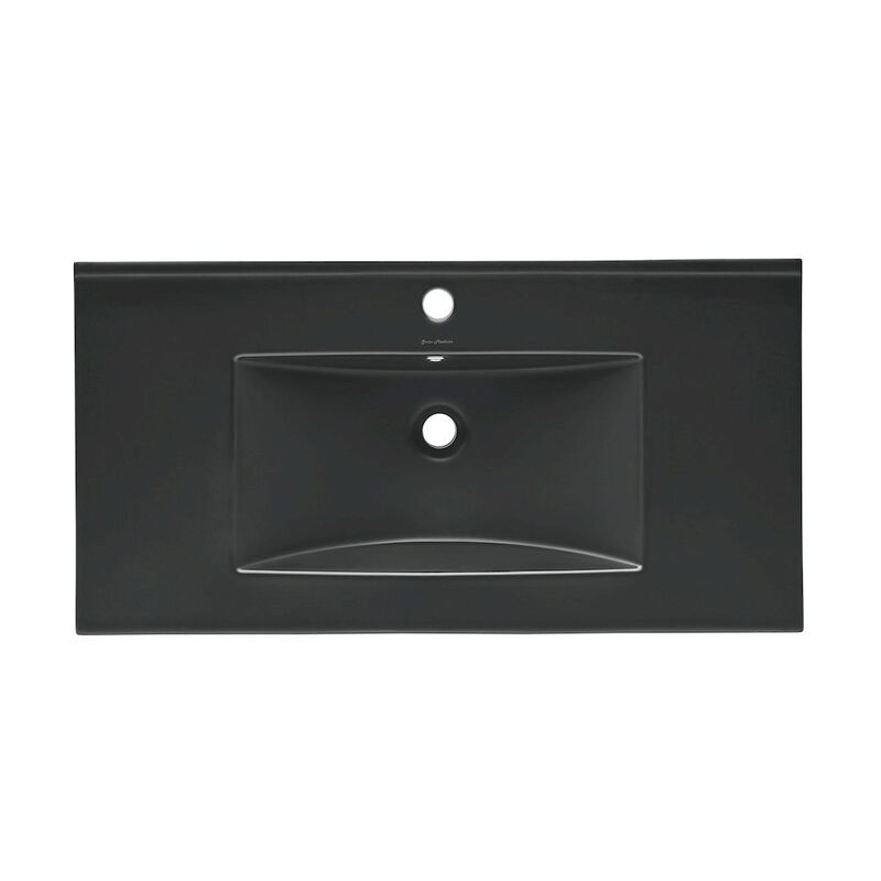 36" Ceramic Vanity Top with Single Faucet Hole in Matte Black image number 1