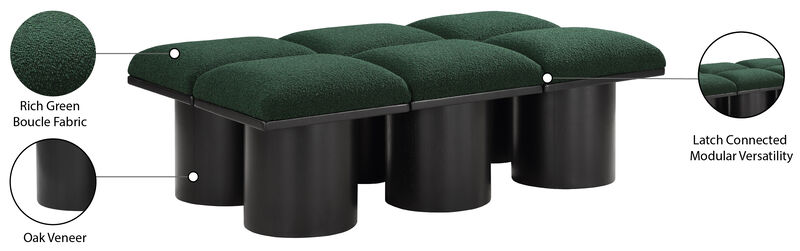Meridian Furniture Pavilion Green Boucle Fabric Bench