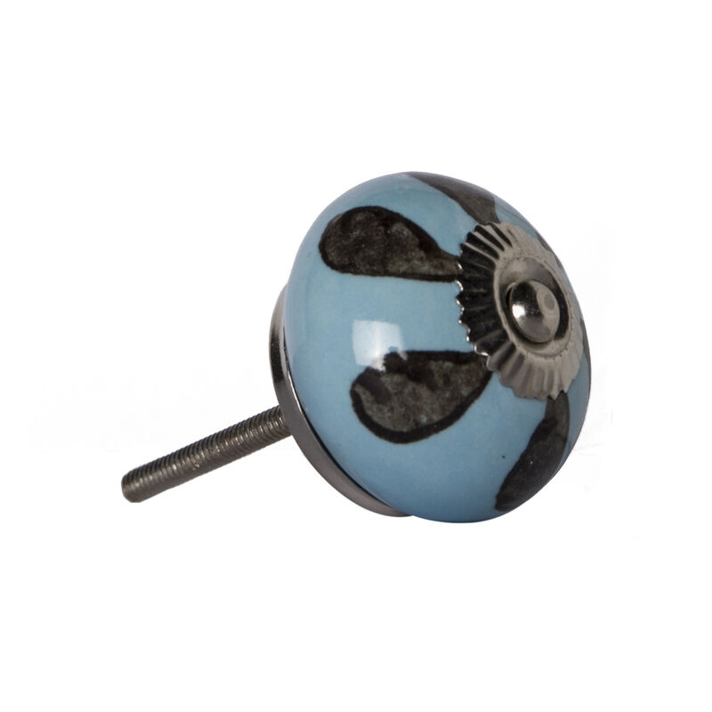 HomeRoots Set of Eight Blue And Gray Ceramic And Metal Drawer Pull Knobs image number 2