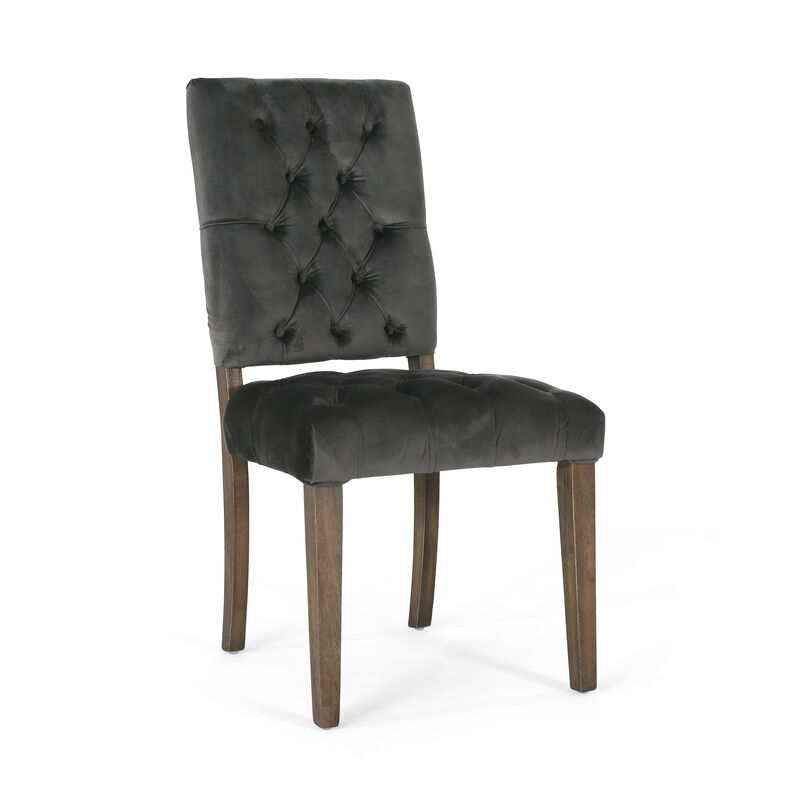Streamdale Elegant Button-Tufted Upholstered Dining Chairs with Weathered Legs