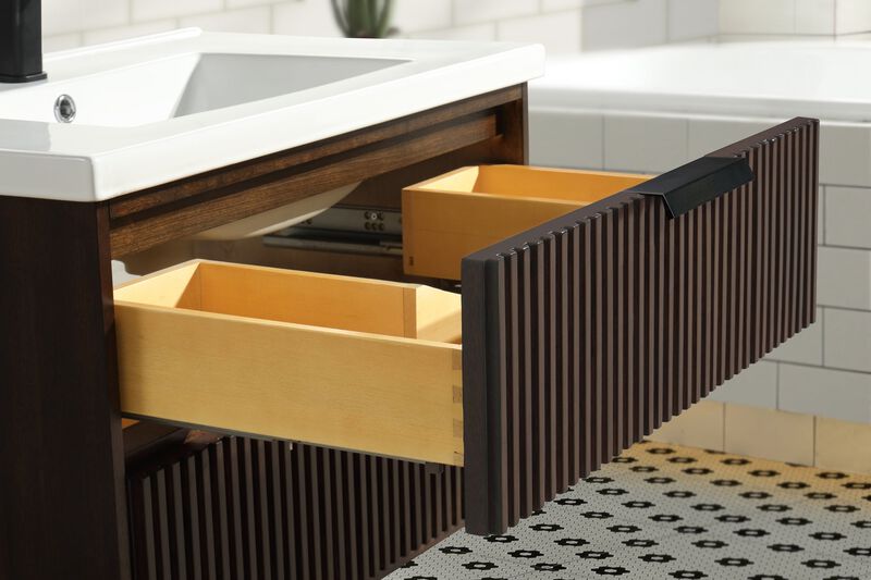 Diego 30" Floating Bathroom Vanity Walnut image number 8