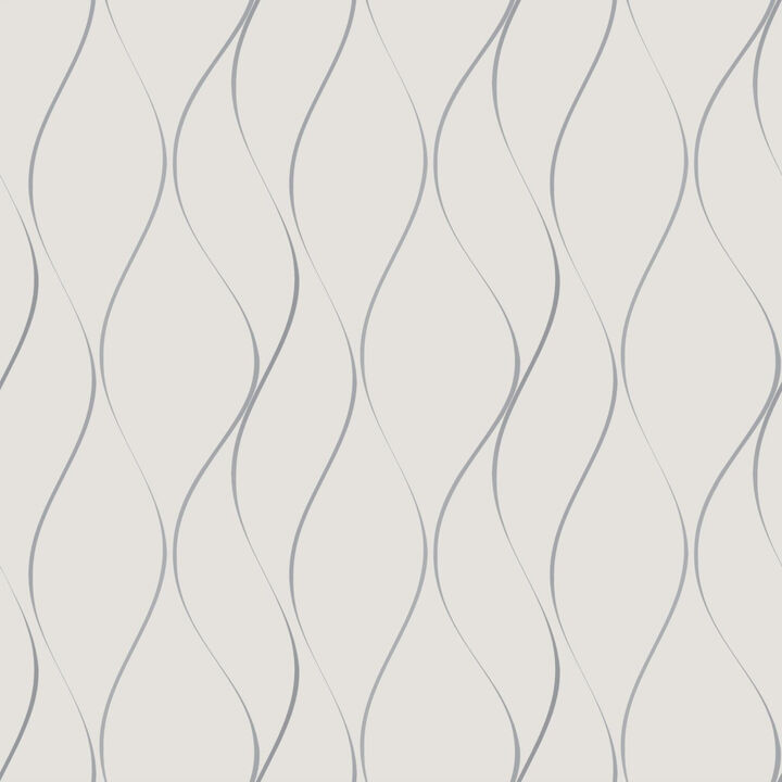 Wavy Stripe Off White & Silver Metallic Wallpaper