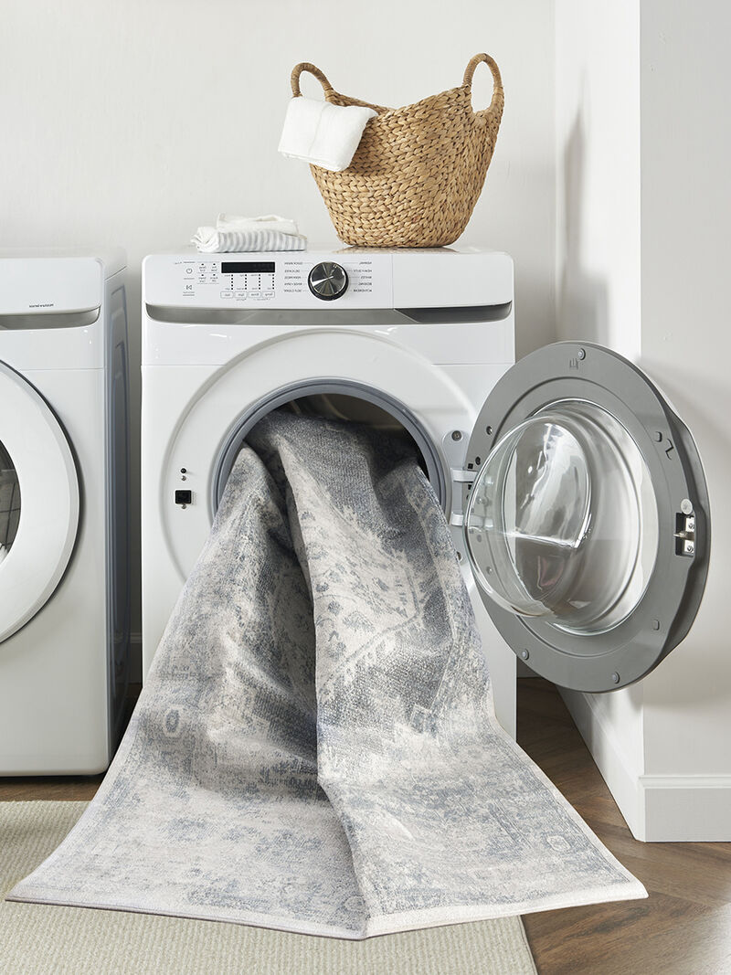 Astra Machine Washable ASW11 Blue/Ivory 6'7" x 9' Rug