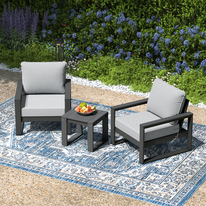 WestinTrends Outdoor Modern 3-Piece HDPE Patio Sofa Set with Side Table image number 1