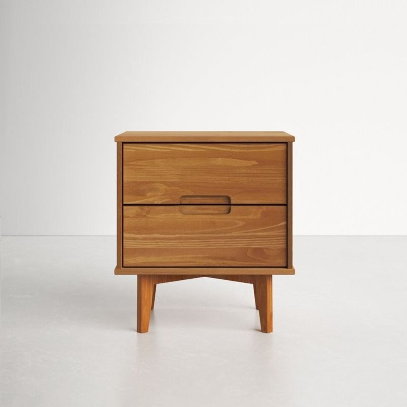 Hivvago Farmhouse 2 Drawer Solid Wood Nightstand