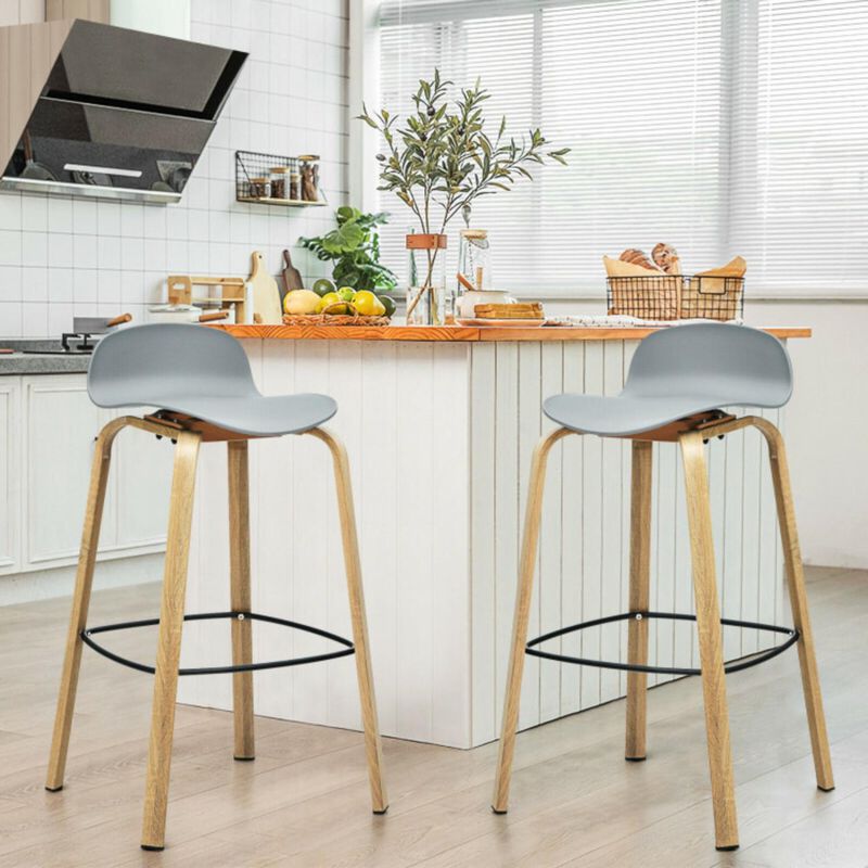 Hivago Set of 2 Modern Barstools Pub Chairs with Low Back and Metal Legs
