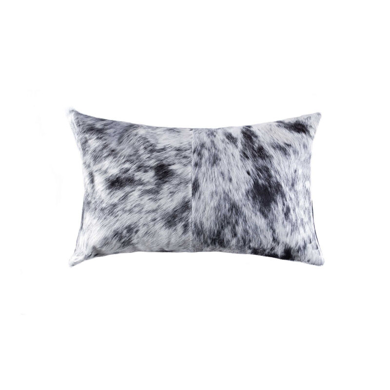 Unique Salt and Pepper Cowhide Pillow for Rustic or Modern Home Decor